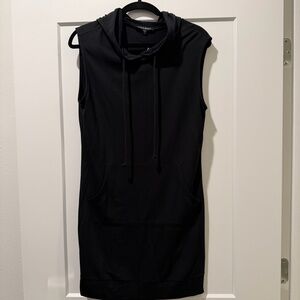 Black Sleeveless Hoodie Midi Dress